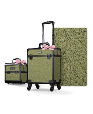 2-Piece Makeup Train Case Cosmetic Organizer Kit Rococo Coral Artists