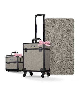 2-Piece Makeup Train Case Cosmetic Organizer Kit Rococo Coral Artists