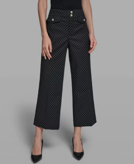 Petite Flap Pocket Ankle Pants - Black/Bisque