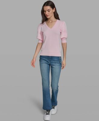 Petite Floral Print V-Neck Sweater