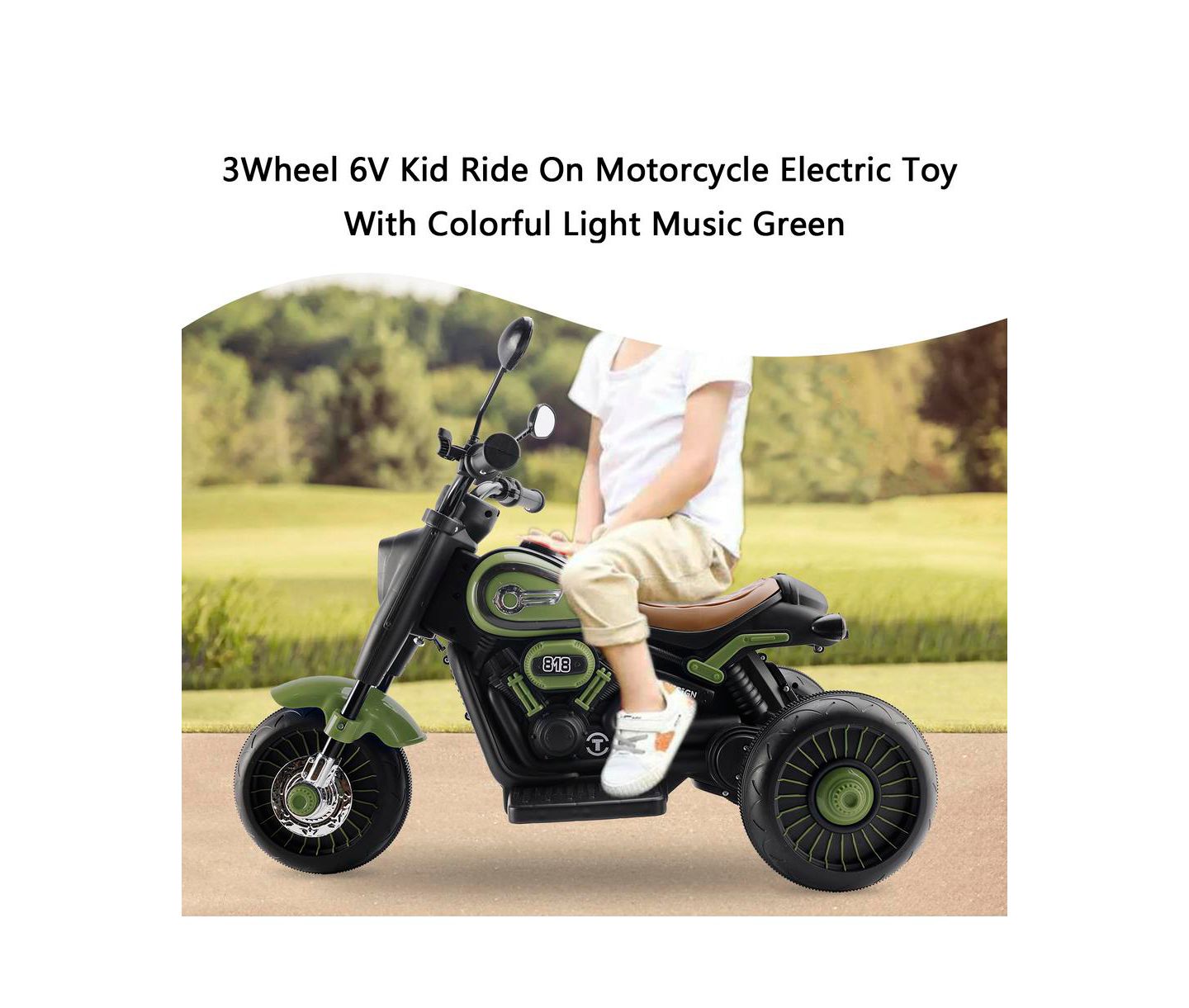 Детская игрушка Bruce & Shark 6V 3-Wheel Electric Ride-On Motorcycle with Lights & Music, 60 lb. Capacity, Ages 1-3, цвет: Зелёный — фото 2