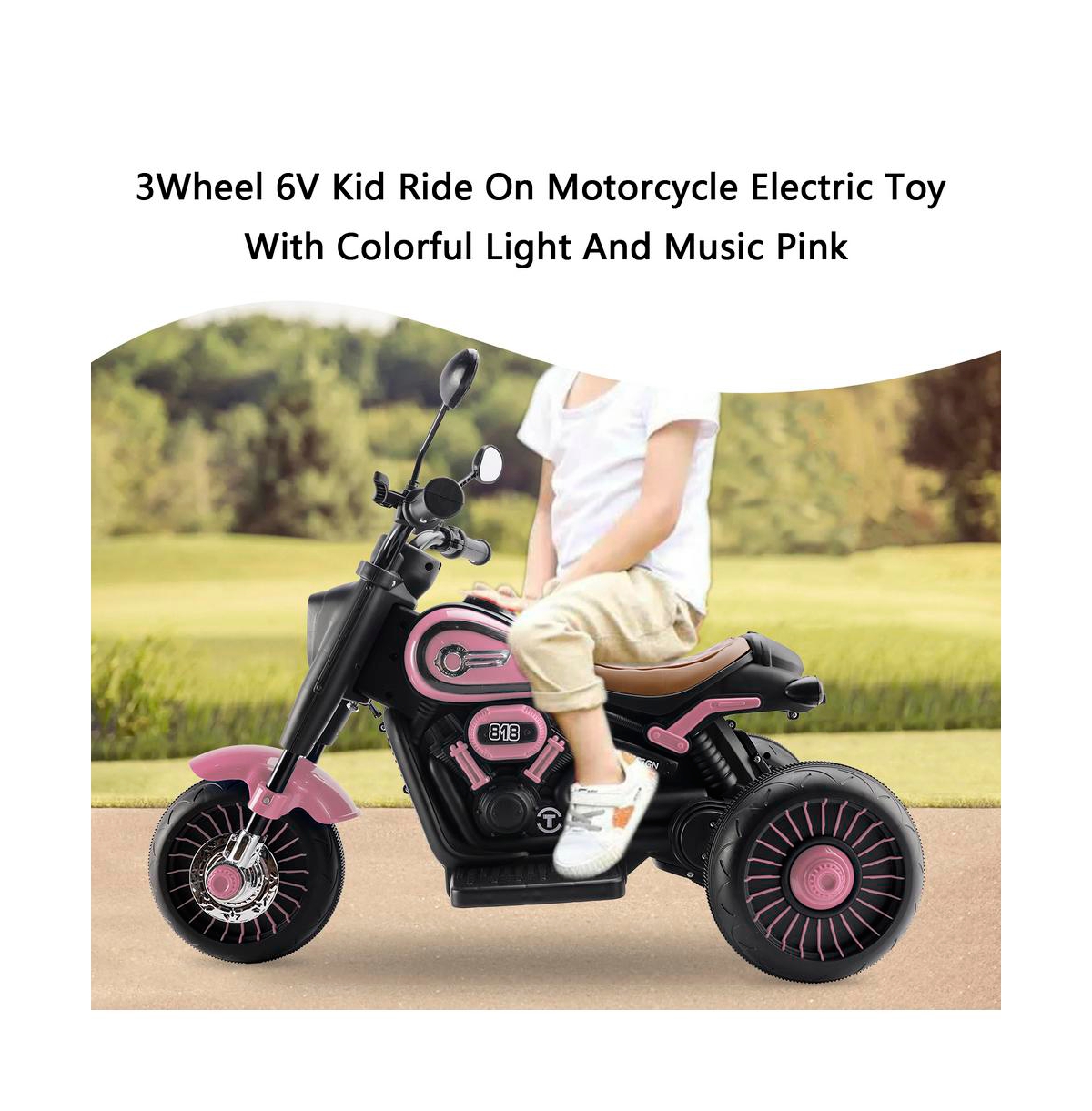 Bruce & Shark 6V 3-Wheel Kids Motorcycle for Ages 1-3, Electric Toy with Light & Music