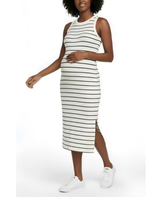 Maternity Motherhood Crew Neck Sleeveless Racerback Midi Dress - Motherhood