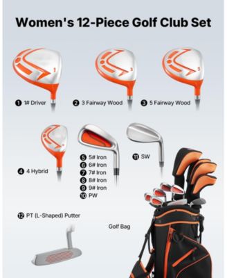 Women s 12-Piece Golf Club Set Right-Handed with Stand Bag