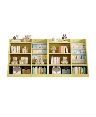 Yellow Wooden Kids Bookshelf Baby Sling Book Rack Shelf for Playroom