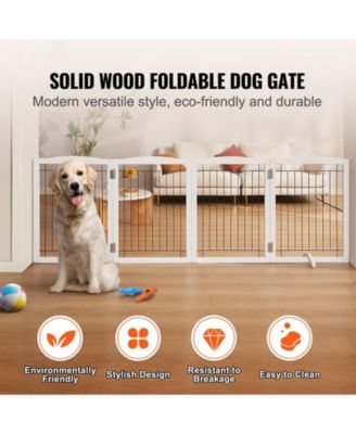 4-Panel Foldable Freestanding Pet Gate, 96.5" W x 32" H