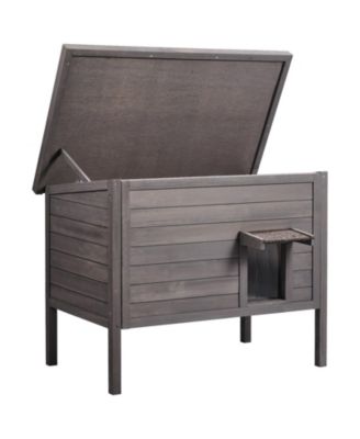 Insulated Wooden Outdoor Cat Shelter with Foam Lining, 34