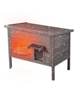 Insulated Wooden Outdoor Cat Shelter with Foam Lining, 34