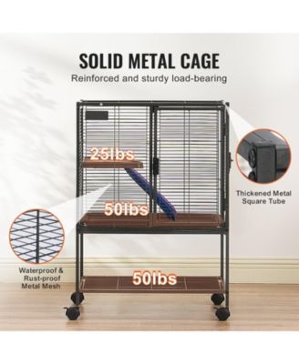 34" 2-Tier Rolling Small Animal Cage with Tray