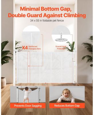 Retractable Mesh Safety Gate, Extends up to 55", White