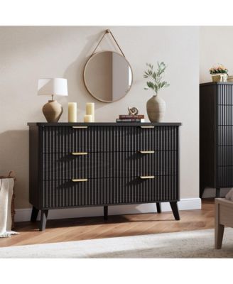 Fluted Dresser for Bedroom with 6 Deep Drawers