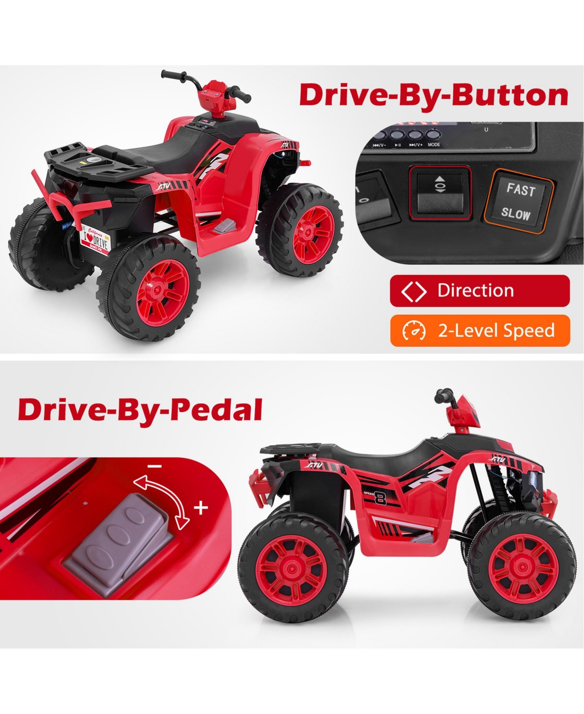 Sugift 24V Kids Ride-On Electric Atv with Wireless Connection for Toddlers 3-8 Years