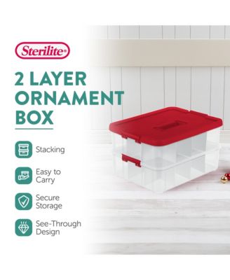24 Compartment Stack and Carry Christmas Ornament Storage Box (4 Pack)