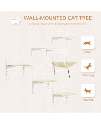 Wall-Mounted Cat Tree with Adjustable Jumping Platforms