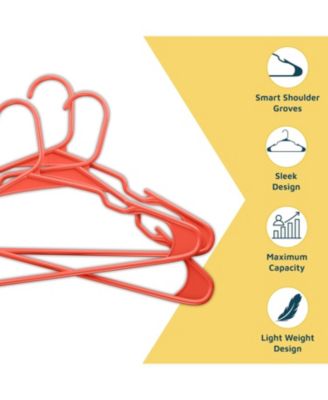 heavy-duty plastic hangers for clothes, dresses & coats non-slip grooves, space-saving design, holds 5 lbs 10-pack, dark brown.