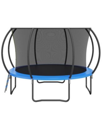 12FT Heavy Duty Trampoline with Net Ladder and Curved Poles