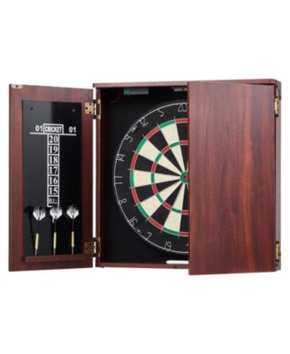 Dartboard and Cabinet Set with LED Light Official Size Game Bundle