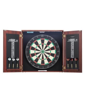 Dartboard and Cabinet Set with LED Light Official Size Game Bundle