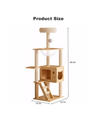 48.8" Modern Cat Tower with Sisal-Covered Scratching Posts and Top Perch
