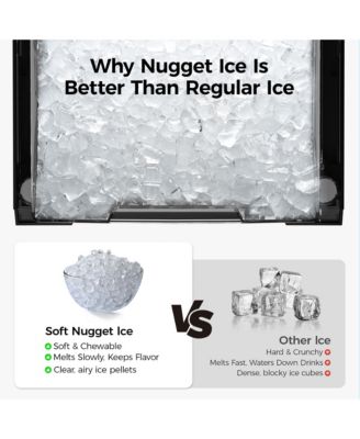 26.5lbs/24H Countertop Nugget ice Maker in Black Stainless Steel with Visual Door and 3.3lbs Ice Basket