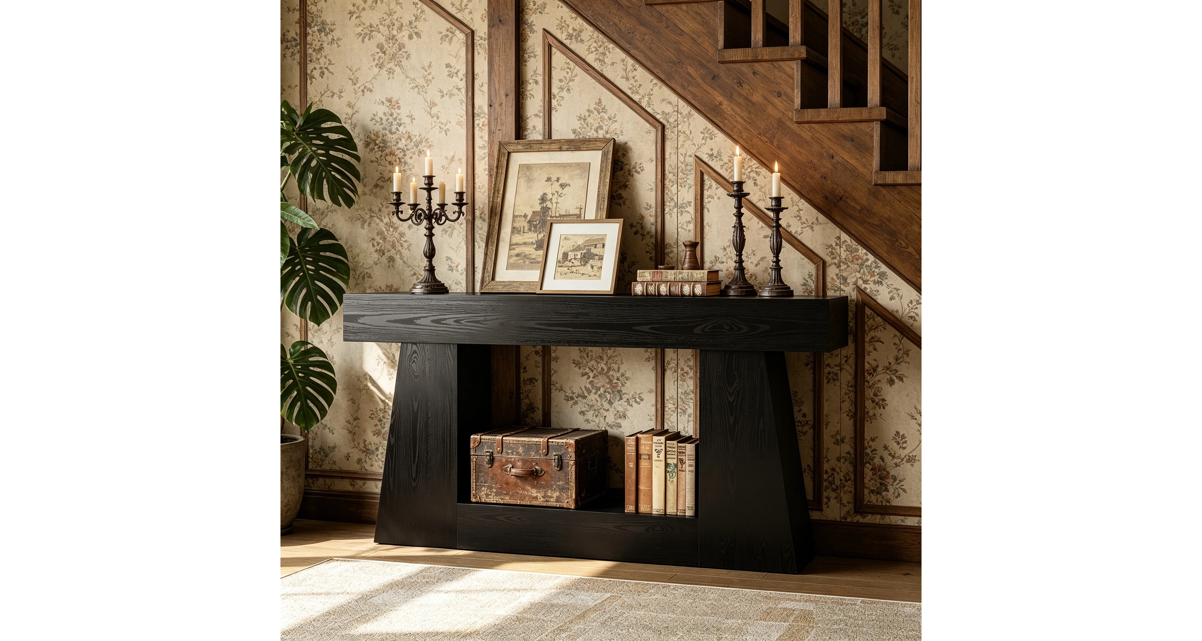 Tribesigns 63" Farmhouse Console Table with Storage, Rustic Long Sofa for Entryway & Behind Couch, Narrow Hallway