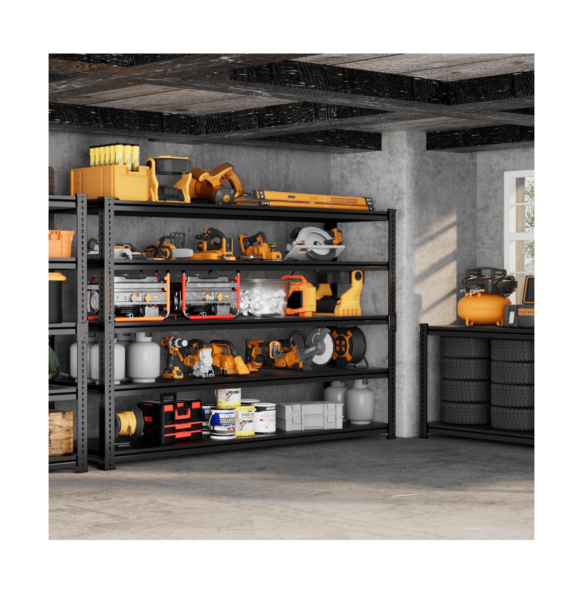 Lovmor 4-Tier 60 in W x 78 in H x 24 in D Adjustable Solid Plate Heavy Duty Metal Shelving Unit