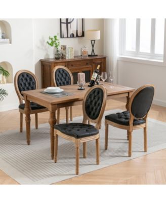 Antique French Style Wood Frame Dining Chairs Set