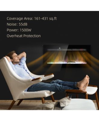 36" Recessed or Wall Mounted Electric Fireplace w/ Remote Control