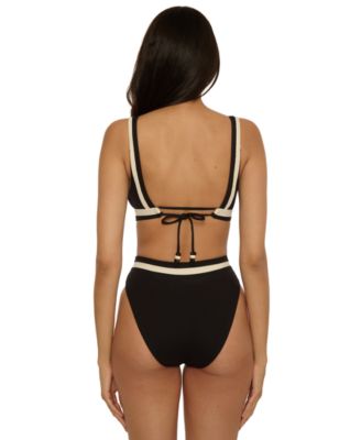 Women's Coast Line Fine Rib Color-Block Swim Top