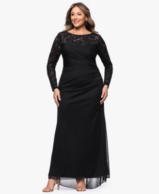 Plus Size Long-Sleeve Lace Back Sheath Dress