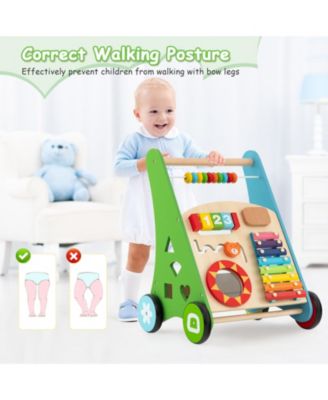 Toddler Push Walker Activity Center Toy with Burr-free Handle