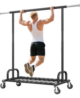 Heavy Duty Clothes Rack，Rolling Clothing Rack Load 485 LBS, Extendable & Adjustable Portable Commercial Garment Rack with Wheels