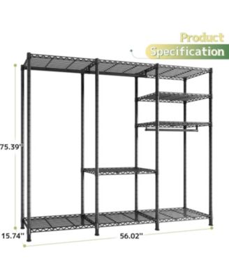 Heavy Duty Clothes Rack Load 800 LBS, Adjustable Clothing Racks for Hanging Clothes, Clothing Rack with Shelves for Bedroom,Basement