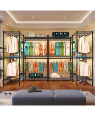 L Shaped Clothes Rack for Corner, Clothing Racks for Hanging Clothes, 900LBS Heavy Duty Clothes Rack Garment Rack 74.5" W X 18" D X 77" H