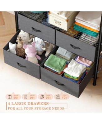 Clothes Rack with 4 Drawers and Shelves,Heavy Duty Clothing Rack for Hanging Clothes,Portable,Sturdy and Durable