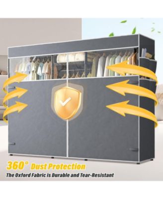 Clothes Rack with Cover,Clothing Racks for Hanging Clothes Heavy Duty,Portable Closet with Shelves,Adjustable,Loads 905 LBS