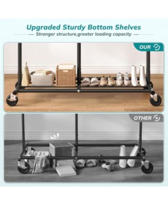 Clothes Rack Heavy Duty, Clothing Racks for Hanging Clothes 200+, Metal Clothing Rack with Wheels, Rolling Commercial Garment Rack Portable