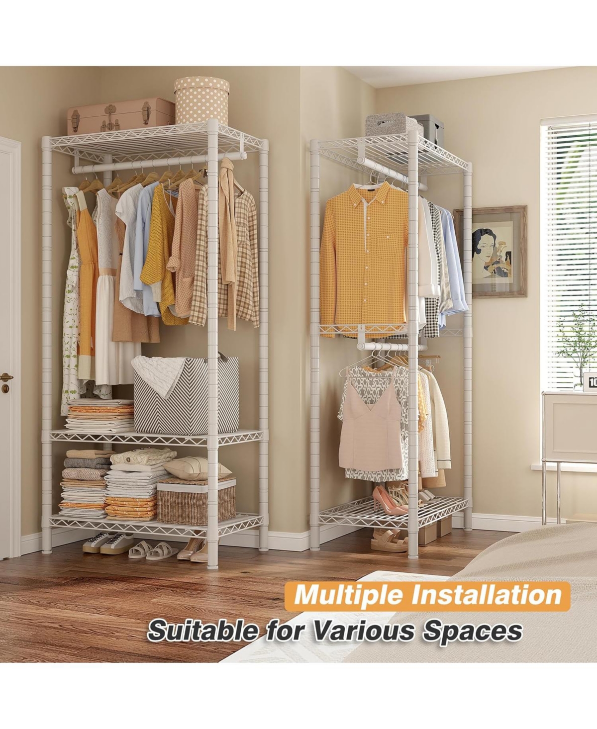 Raybee Heavy Duty Clothes Rack Load 900Lbs, Clothing Rack for Hanging Clothes for Bedroom