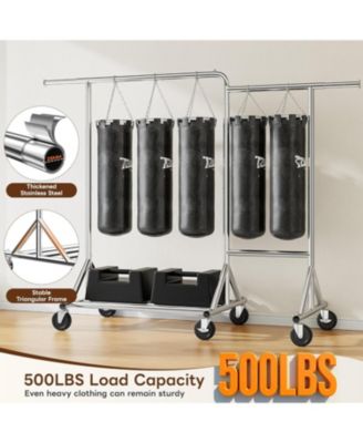 82.7" W Clothing Rack Load 500LBS, Heavy Duty Clothes Racks with Wheels, Portable Clothing Racks