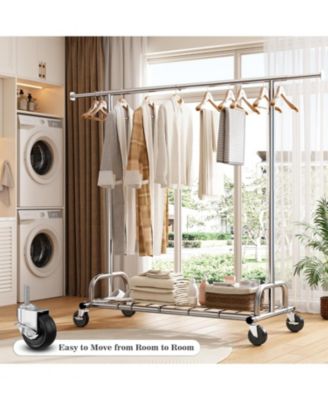 Heavy Duty Clothes Rack Load 480LBS,Clothing Racks for Hanging Clothes,Adjustable Rolling Clothes Rack with Wheels,Garment Rack for Bedroom
