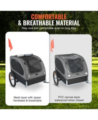 Foldable Pet Bike Trailer with Universal Coupler, Holds up to 88 lbs., Black & Gray