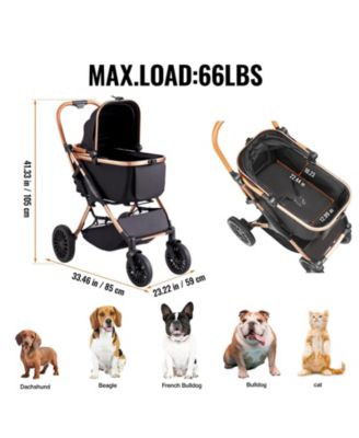 4-Wheel Pet Stroller with Detachable Carrier, Holds up to 66 lbs., Black
