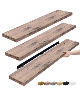 3 Pack 55 Inch Wall Mounted Floating Shelves - for Bathroom, Wall Decor for Bedroom, Kitchen, Living Room, Book Storage