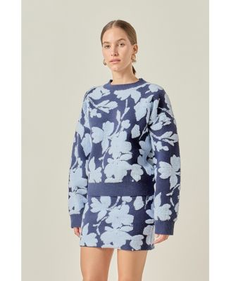 Women's Fuzzy Flower Sweater