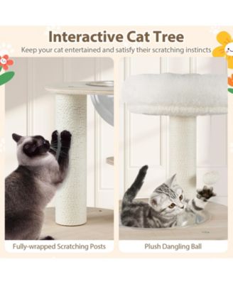 52'' Tall Wooden Cat Tree w/Condo Perch Space Capsule Scratching Posts