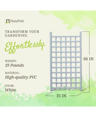 Dura-Trel Country Garden 35 x 66 Inch Vinyl Outdoor Garden Patio Trellis, White