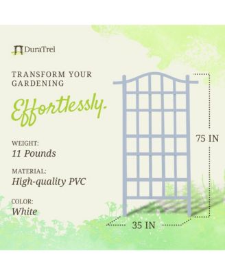 Dura-Trel Melrose 35 x 75 Inch Vinyl Outdoor Garden Patio Plant Trellis, White