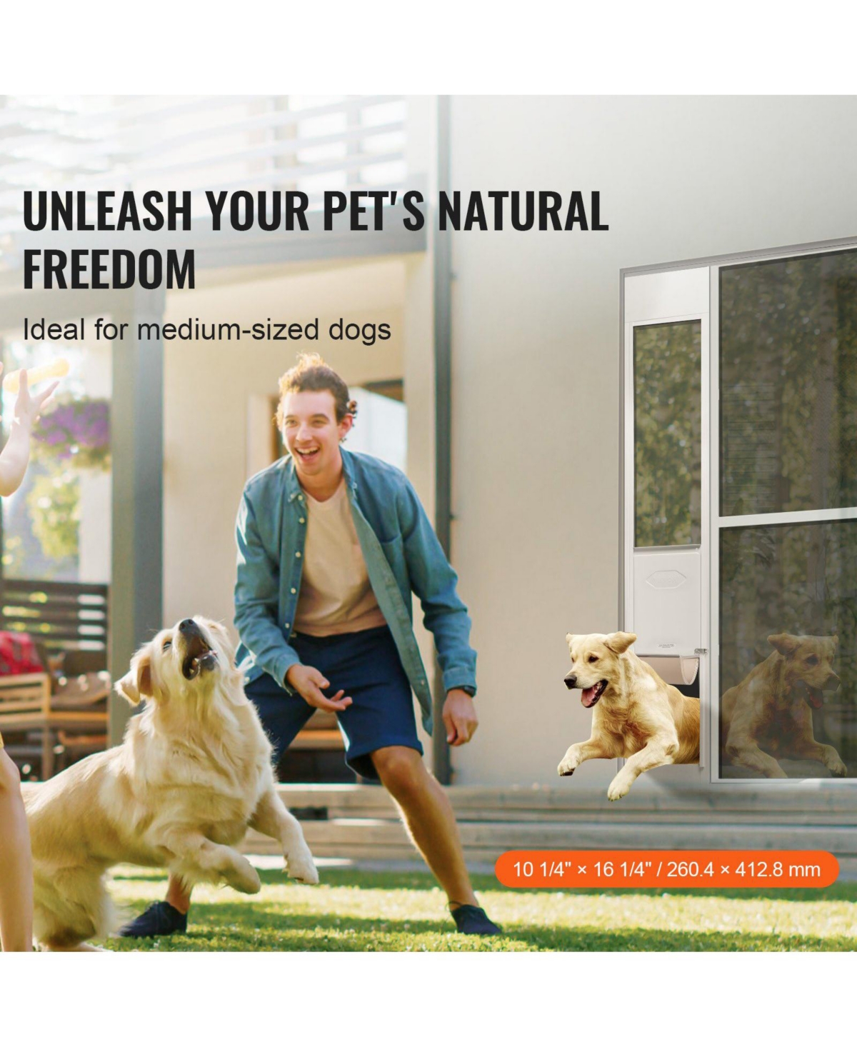 Aluminum Sliding Glass Pet Door Insert, Adjustable Height, Medium