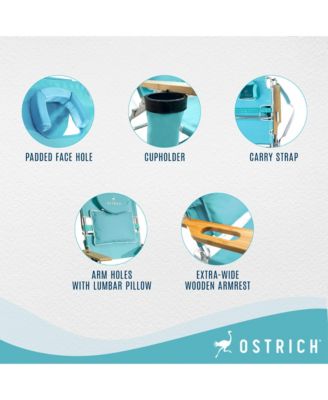 Deluxe 3N1 Lightweight Outdoor Beach Lounge Chair w/Footrest, Aqua