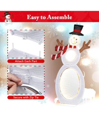 2.6 FT Lighted Snowman with 105 Built-in LED Lights Metal Stand Zip Tie Stakes